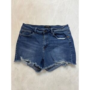 Judy Blue Distressed Denim Cutoff Shorts Womens Size XL Blue Jean Ripped Raw Hem
